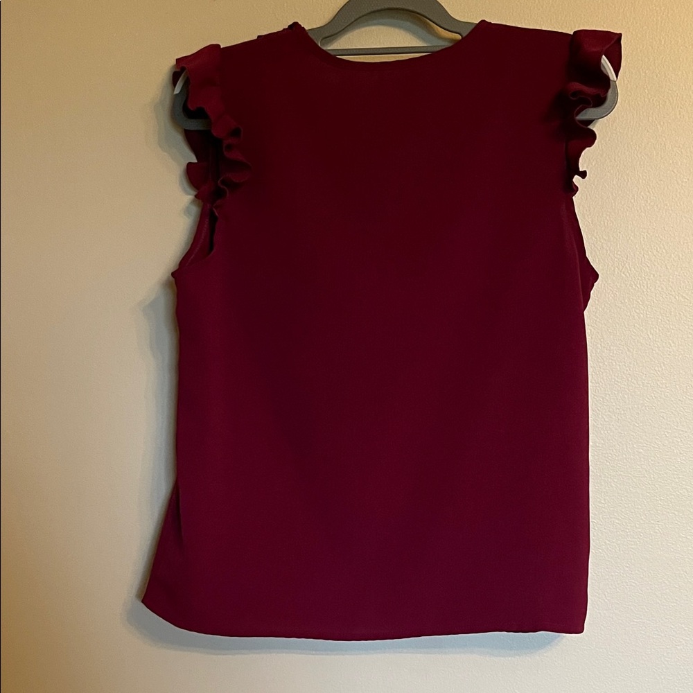 Burgundy Ruffle Sleeve Top - Picture 5 of 6